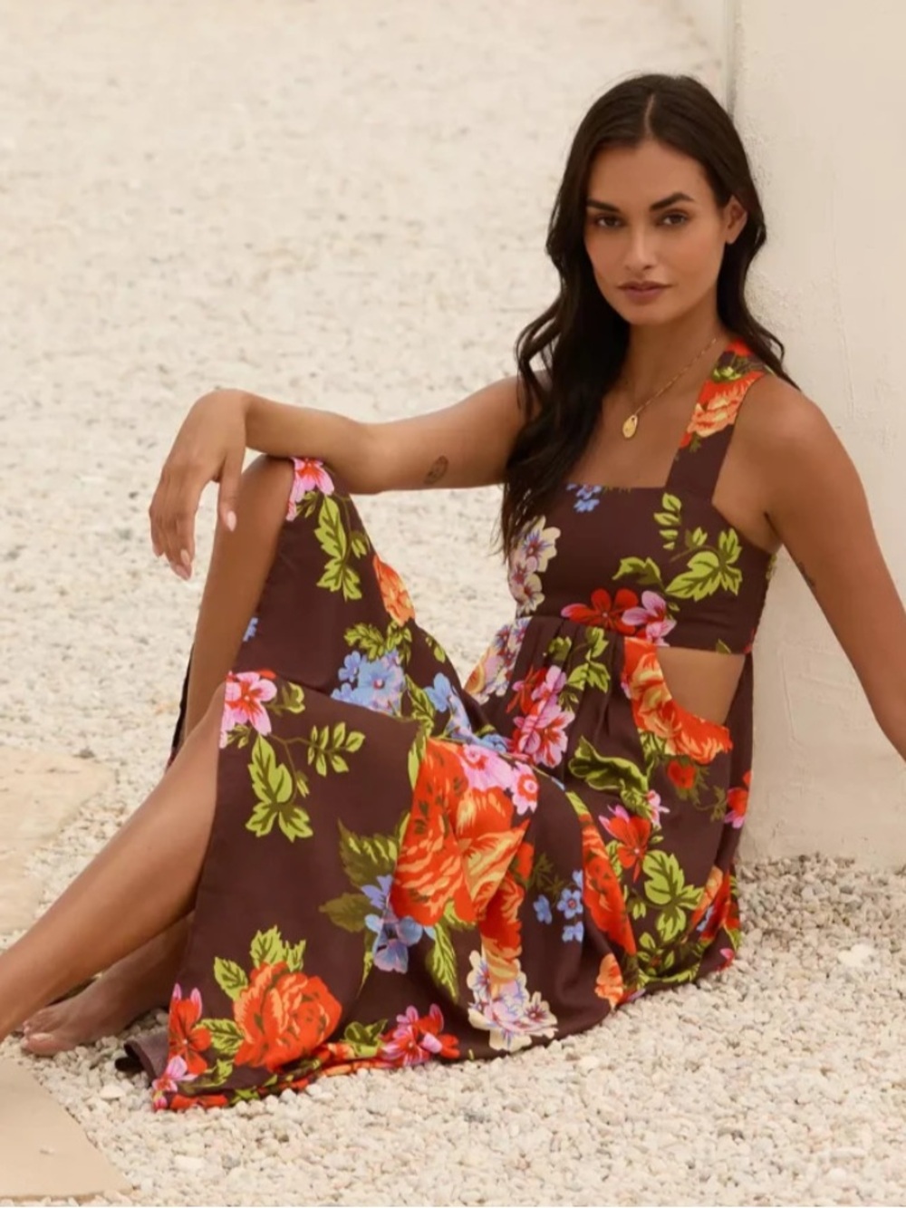 Anthropologie The Piper Bandeau Maxi Dress in Chocolate Brown Floral Size M - Picture 4 of 16